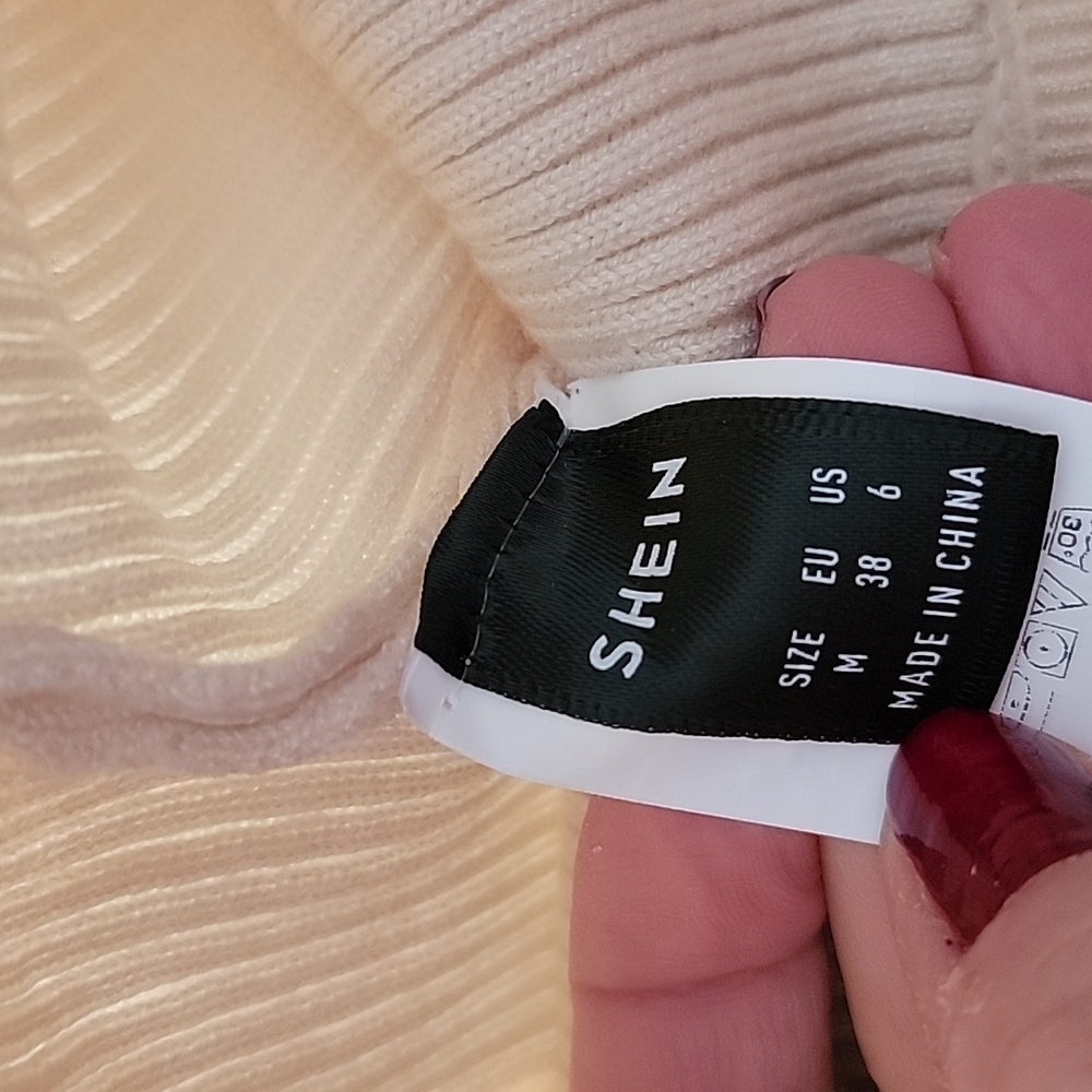 Shein Solid Crop Sweater With Drawstring Knit Pan… - image 5